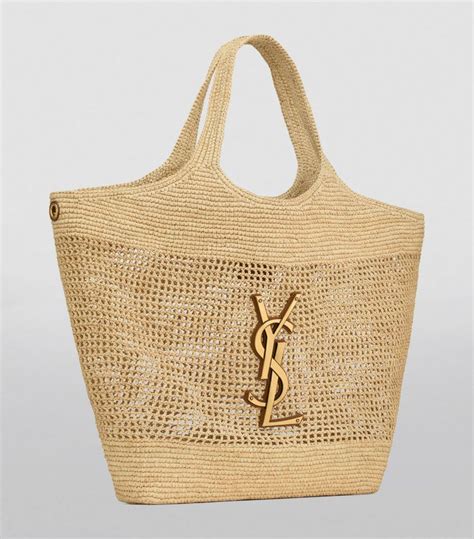 ysl raffia large tote bag|YSL icare in raffia.